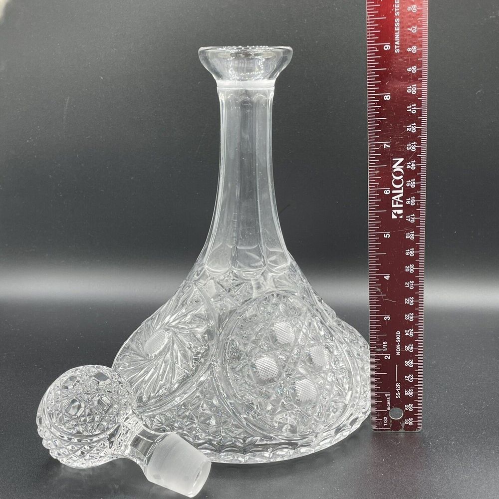 Vintage Etched Bohemian Crystal Decanter 12 Inch Glass With Stopper‎ - Picture 7 of 13